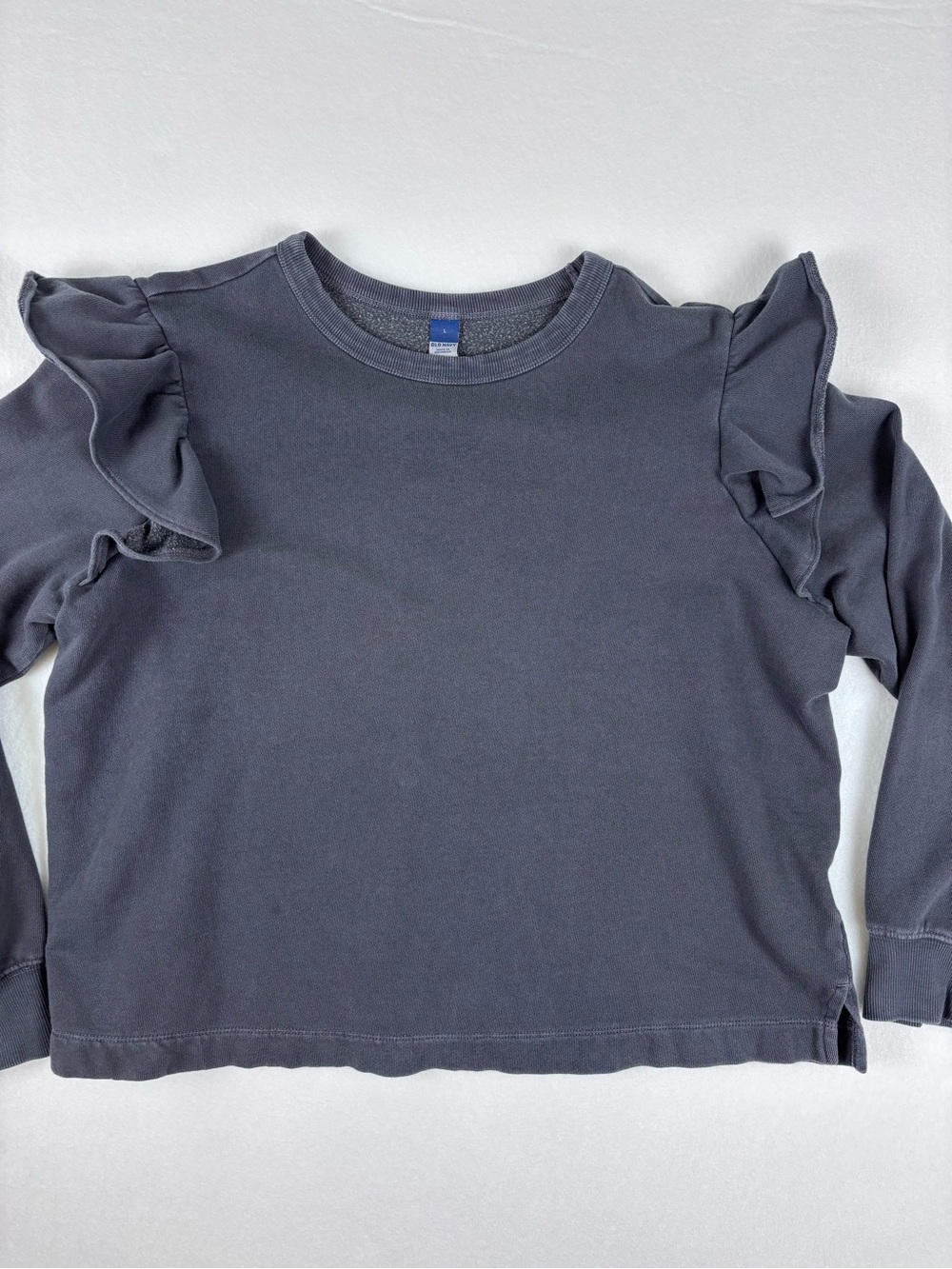 Old Navy Ruffle Shoulder sweatshirt Slate Gray women’s Large